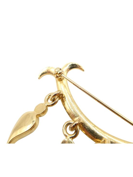 Vintage Gold Tone Multicolor Faux Gem Stone Branch Dangle Brooch Unsigned - Picture 4 of 4